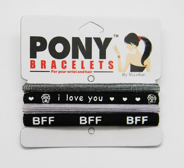 BLACK/SILVER PONY BRACELETS